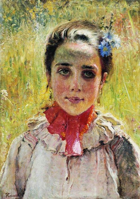 Wikioo.org - The Encyclopedia of Fine Arts - Painting, Artwork by Konstantin Yegorovich Makovsky - Girl in the Field