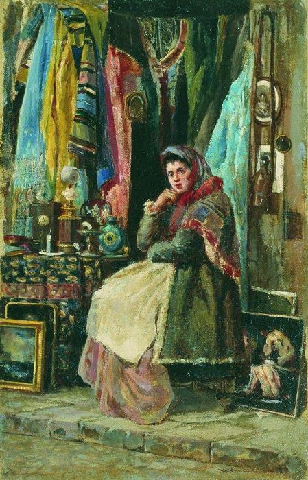 Wikioo.org – L'Encyclopédie des Beaux Arts - Peinture, Oeuvre de Konstantin Yegorovich Makovsky - Magasin D Antiquités