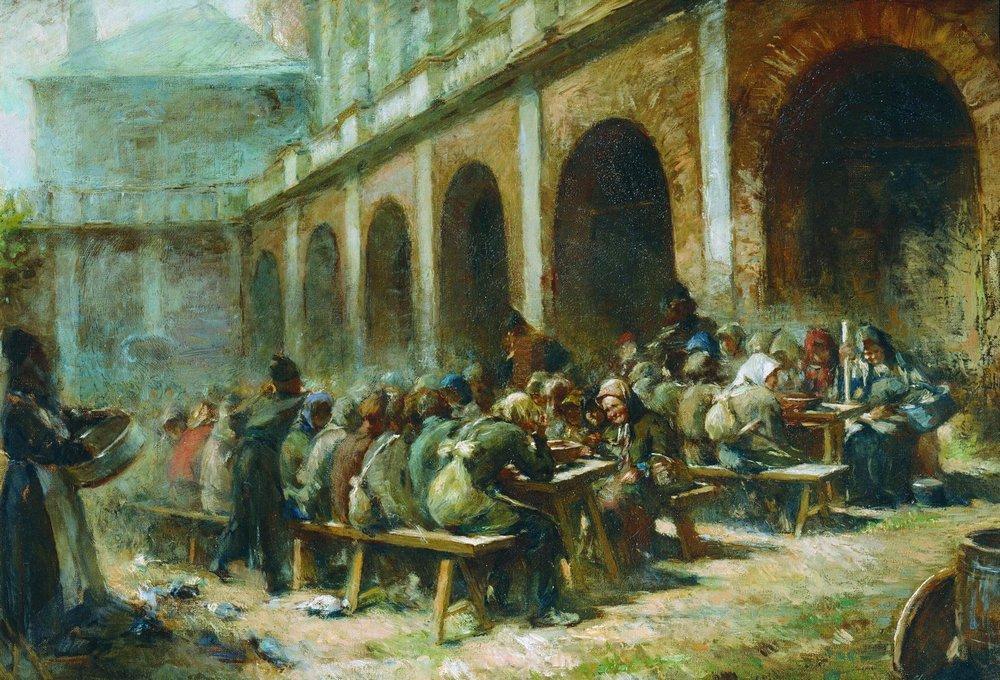WikiOO.org – 美術百科全書 - 繪畫，作品 Konstantin Yegorovich Makovsky - 在圣谢尔盖圣三一修道院朝圣者的膳食