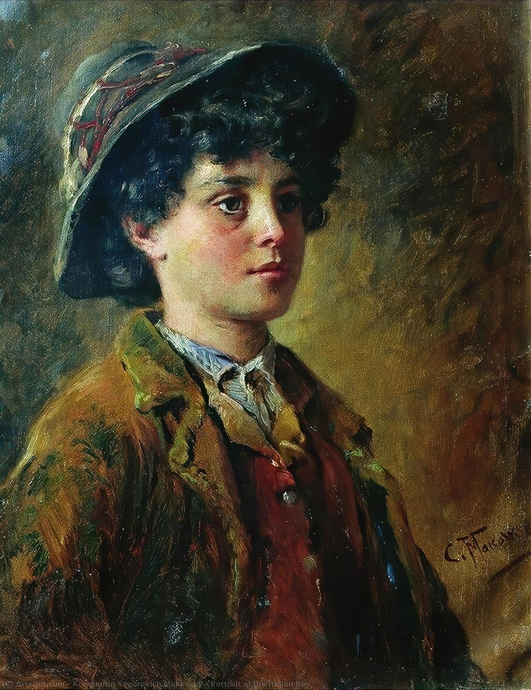 Wikioo.org - Bách khoa toàn thư về mỹ thuật - Vẽ tranh, Tác phẩm nghệ thuật Konstantin Yegorovich Makovsky - Portrait of the Italian Boy
