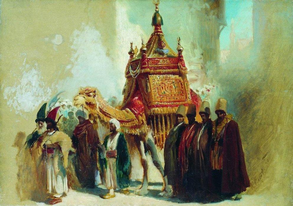 Wikioo.org - Die Enzyklopädie bildender Kunst - Malerei, Kunstwerk von Konstantin Yegorovich Makovsky - Die Übertragung des heiligen Teppichs von Mekka nach Kairo