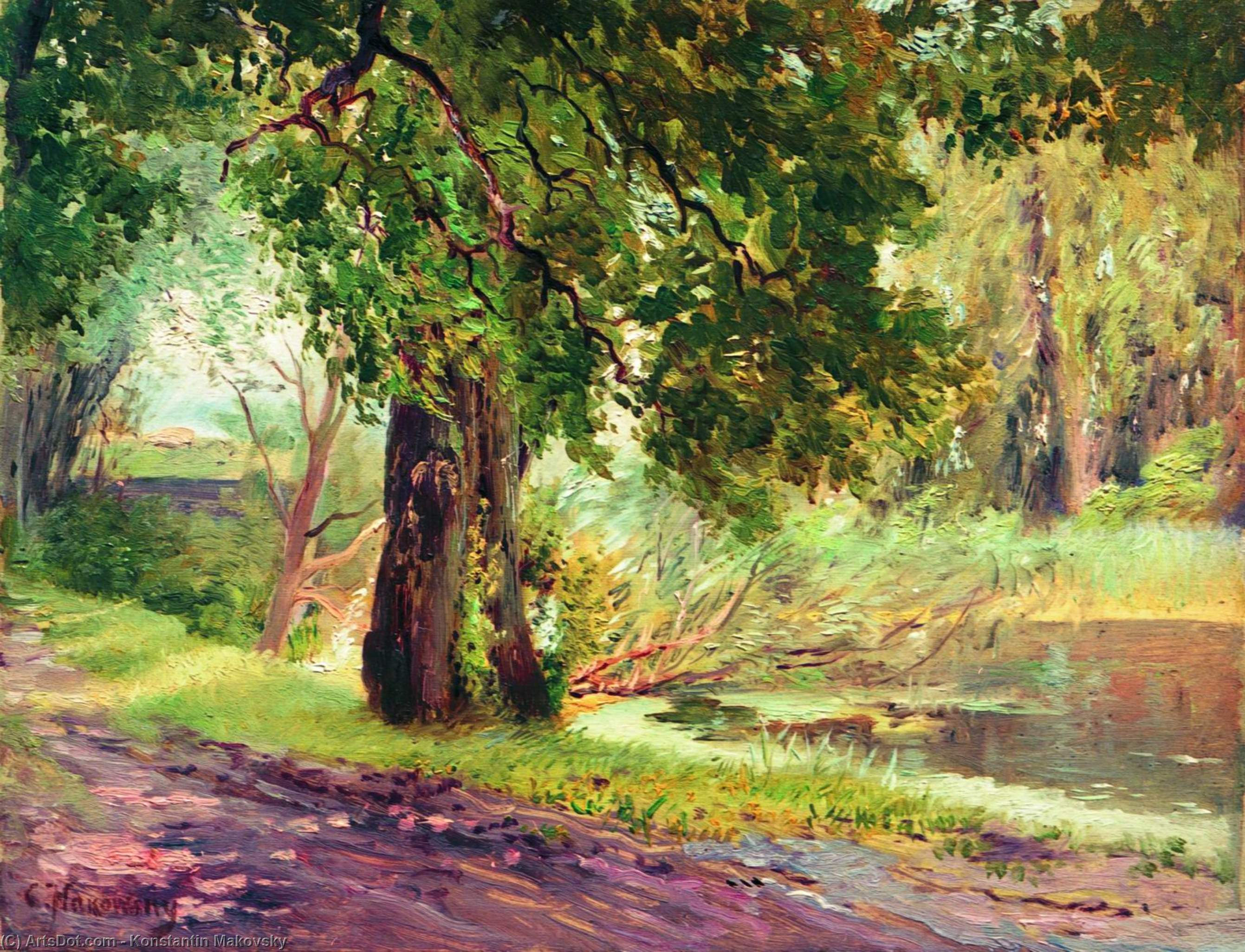 Wikioo.org - The Encyclopedia of Fine Arts - Painting, Artwork by Konstantin Yegorovich Makovsky - Under the Green Trees (Summer Landscape)