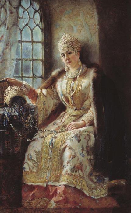 Wikioo.org - The Encyclopedia of Fine Arts - Painting, Artwork by Konstantin Yegorovich Makovsky - Boyar's Wife at the Window