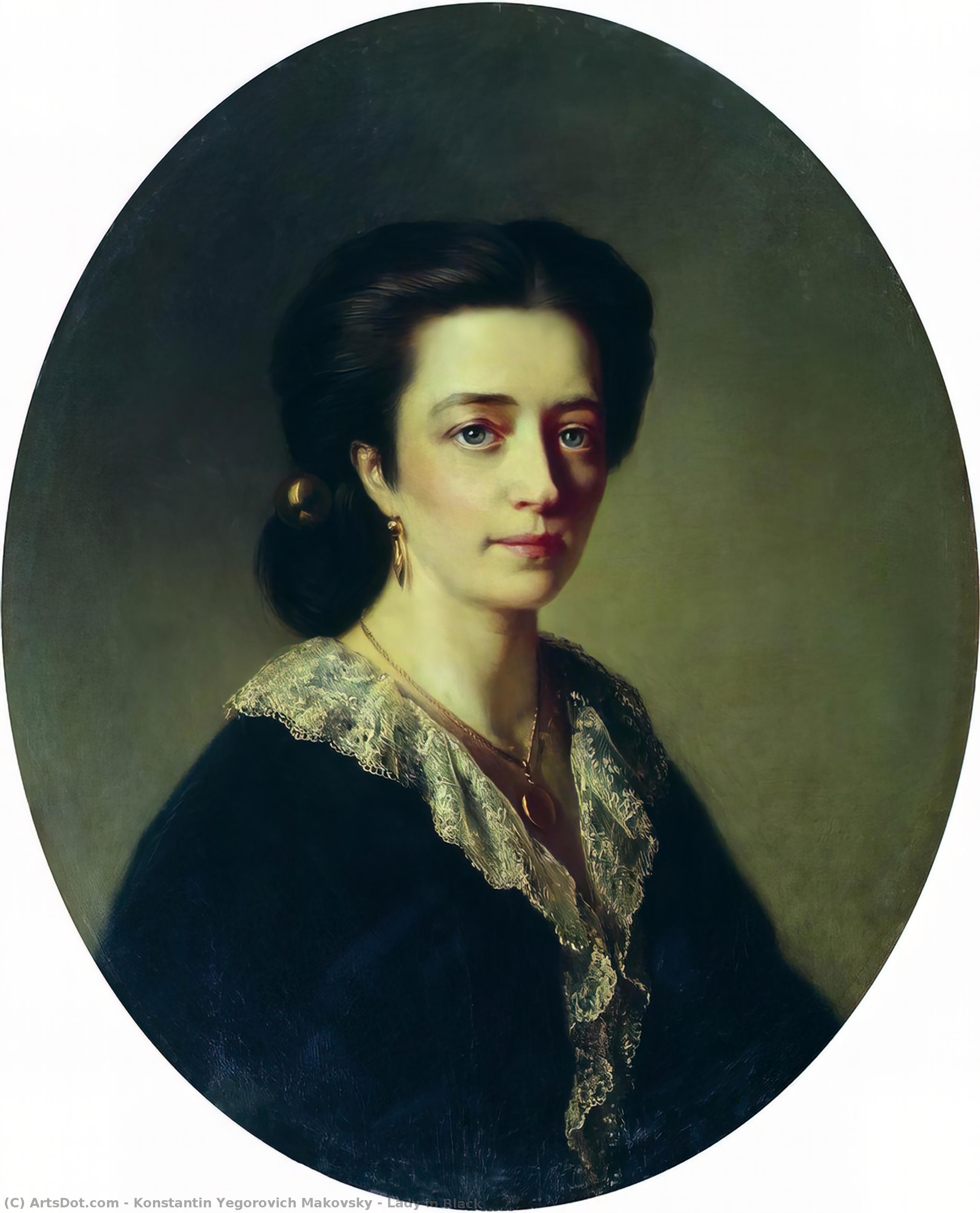 WikiOO.org - Encyclopedia of Fine Arts - Maleri, Artwork Konstantin Yegorovich Makovsky - Lady in Black