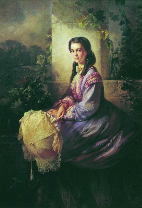 Wikioo.org - The Encyclopedia of Fine Arts - Painting, Artwork by Konstantin Yegorovich Makovsky - Portrait of Princess S.Stroganova