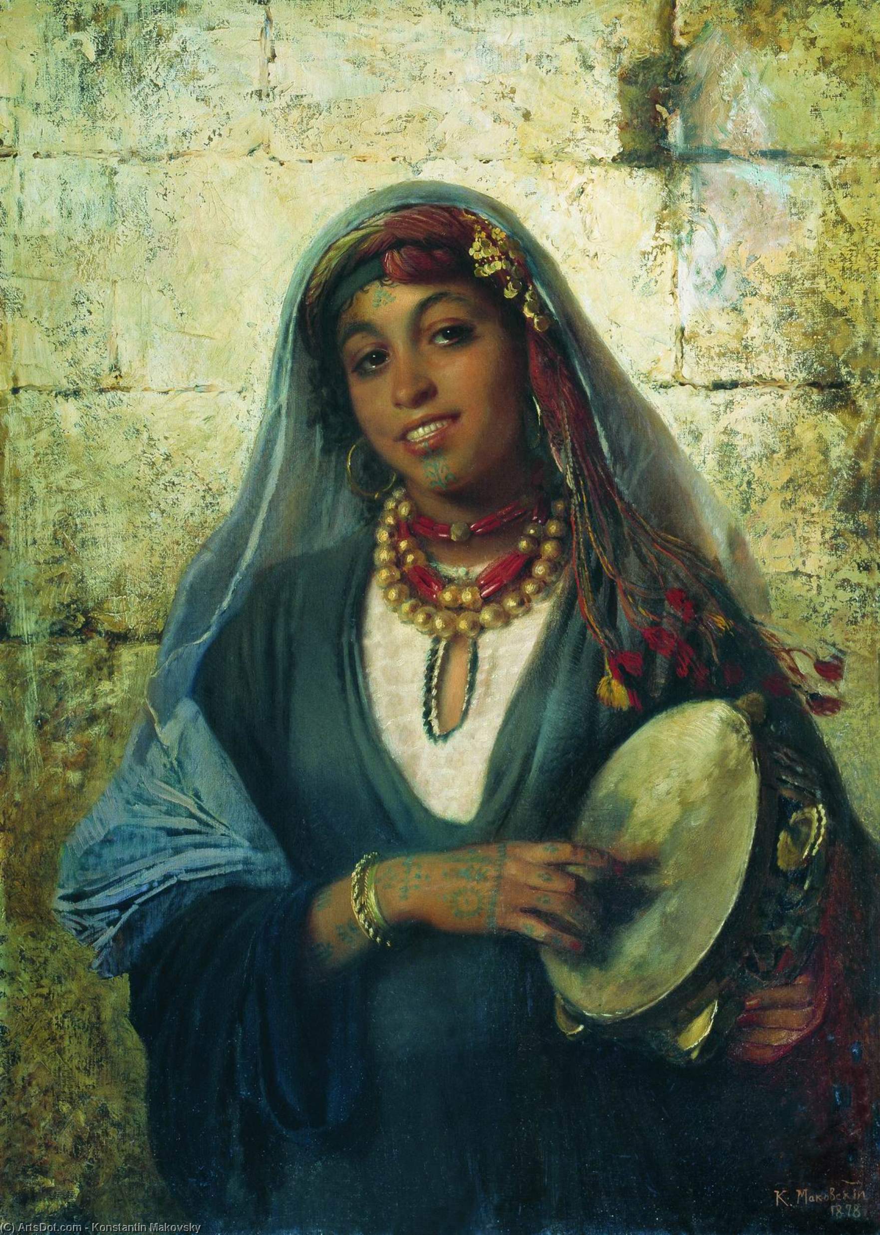 Wikioo.org - The Encyclopedia of Fine Arts - Painting, Artwork by Konstantin Yegorovich Makovsky - Eastern Woman (Gipsy)