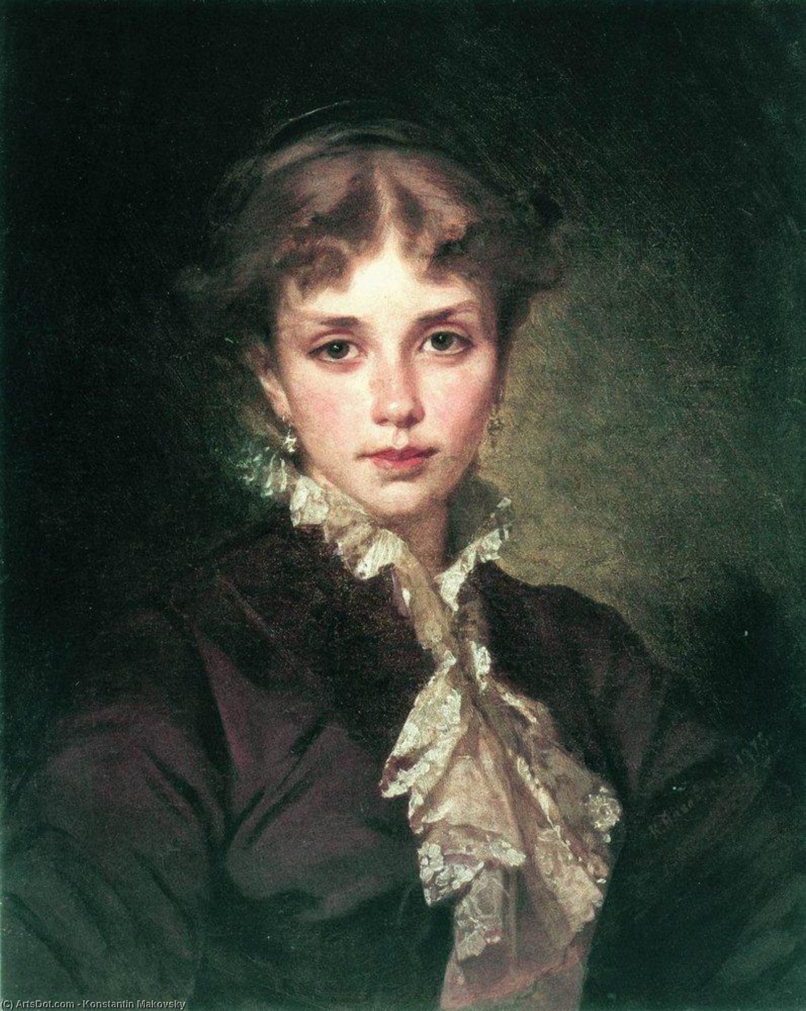 Wikioo.org – La Enciclopedia de las Bellas Artes - Pintura, Obras de arte de Konstantin Yegorovich Makovsky - retrato femenino