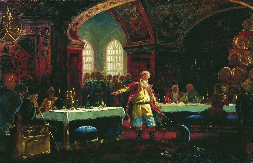 Wikioo.org - The Encyclopedia of Fine Arts - Painting, Artwork by Konstantin Yegorovich Makovsky - Prince Repin at the Banquet of Ivan the Terrible