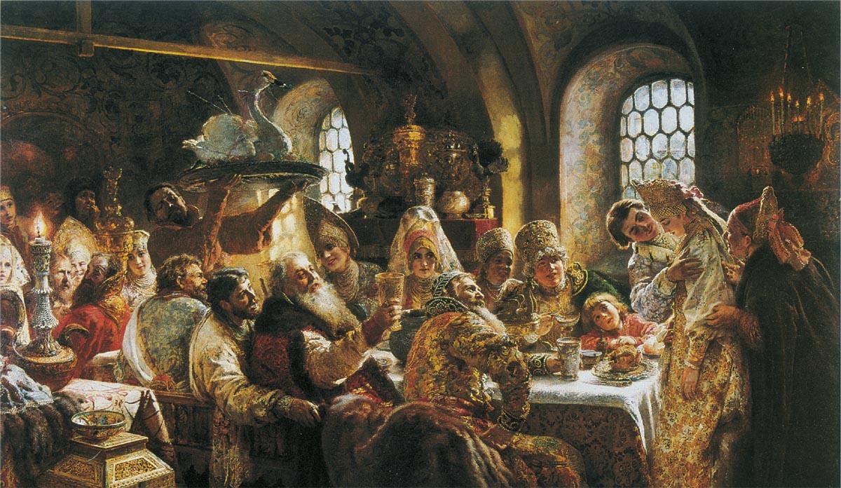 WikiOO.org - Енциклопедия за изящни изкуства - Живопис, Произведения на изкуството Konstantin Yegorovich Makovsky - The Boyars' Wedding