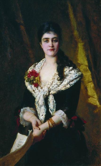 Wikioo.org - The Encyclopedia of Fine Arts - Painting, Artwork by Konstantin Yegorovich Makovsky - Portrait of Russian opera singer Sandra Panaeva