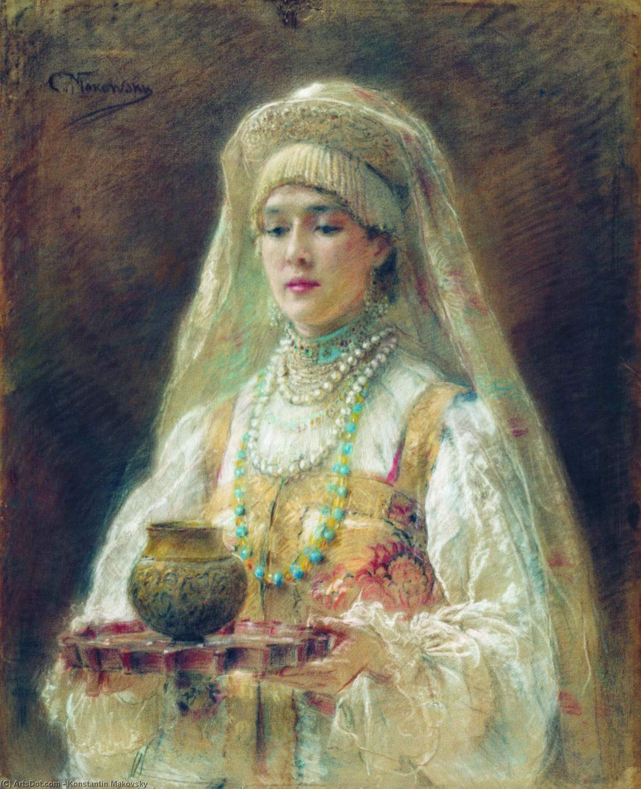 Wikioo.org - The Encyclopedia of Fine Arts - Painting, Artwork by Konstantin Yegorovich Makovsky - Cup of Honey