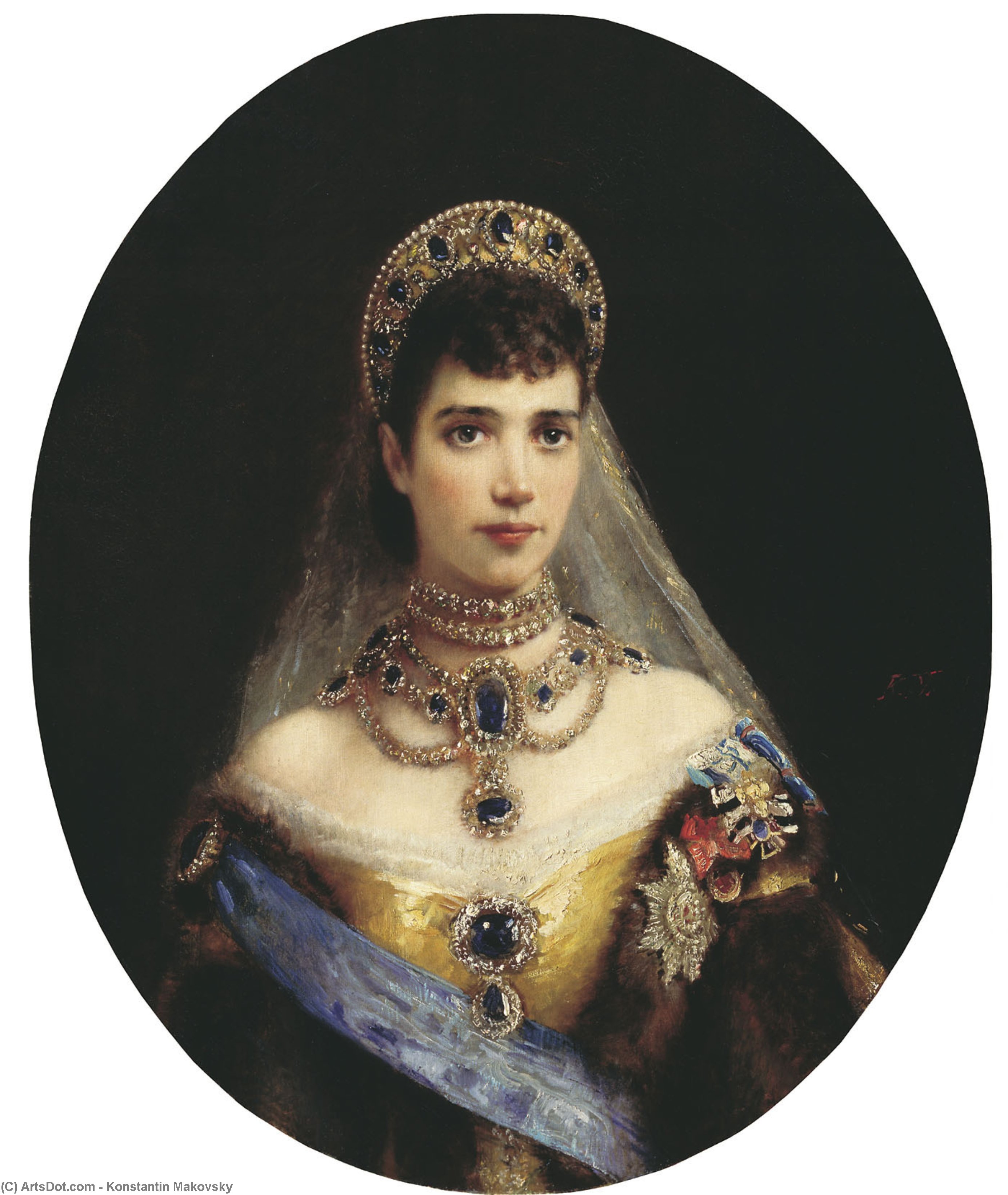 Wikioo.org - The Encyclopedia of Fine Arts - Painting, Artwork by Konstantin Yegorovich Makovsky - Portrait of Maria Feodorovna (Dagmar of Denmark)