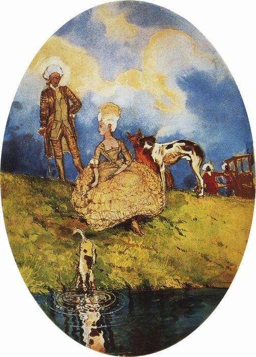 Wikioo.org - The Encyclopedia of Fine Arts - Painting, Artwork by Konstantin Somov - Rest after a Walk