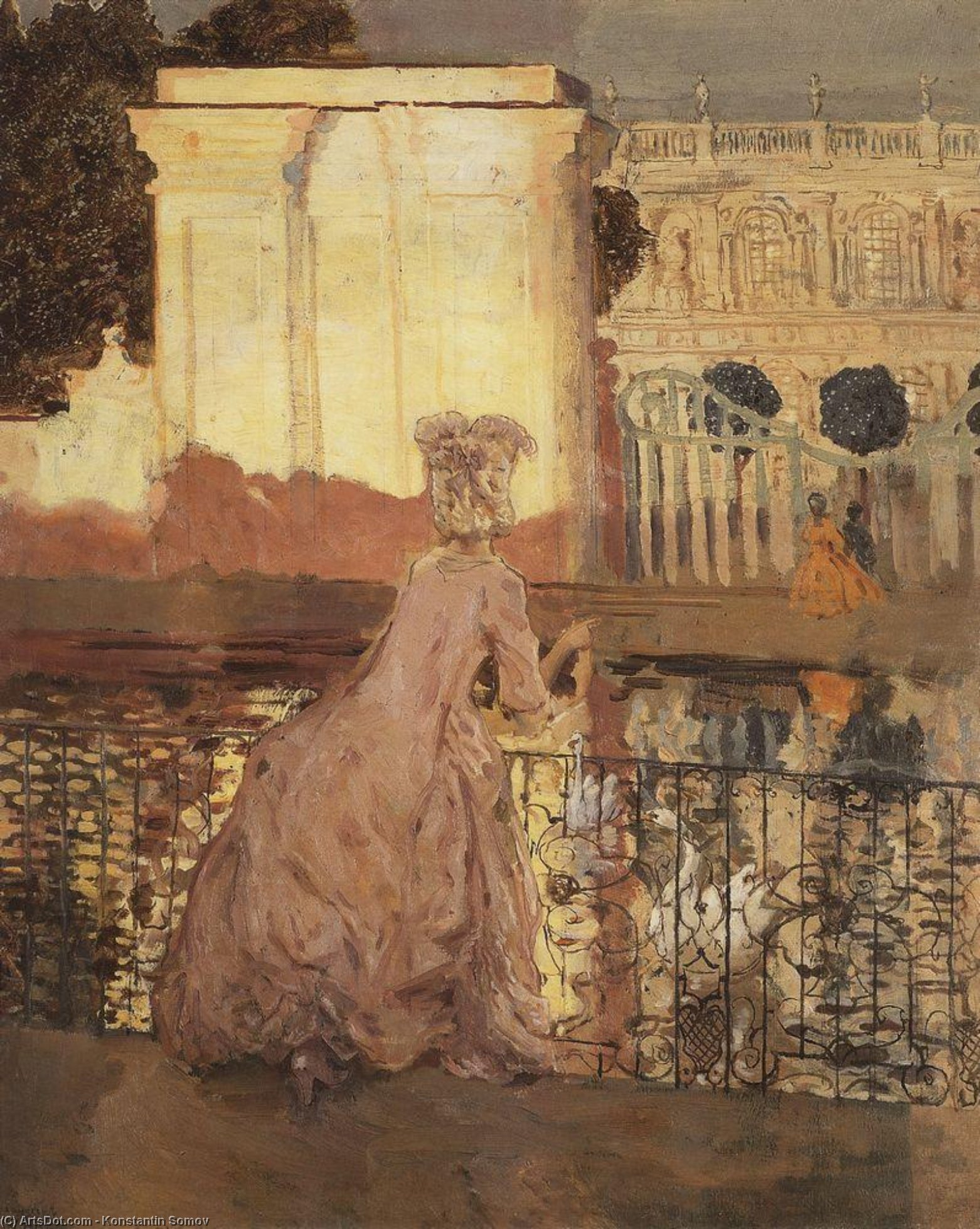 Wikioo.org - The Encyclopedia of Fine Arts - Painting, Artwork by Konstantin Somov - Lady by the Pool