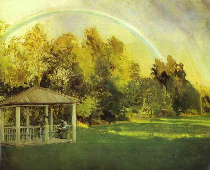 Wikioo.org - The Encyclopedia of Fine Arts - Painting, Artwork by Konstantin Somov - Landscape with Pavillion