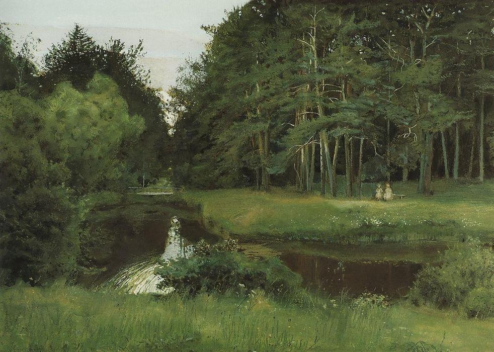 Wikioo.org - The Encyclopedia of Fine Arts - Painting, Artwork by Konstantin Somov - Twilight in the Old Park