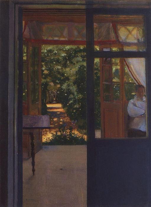 Wikioo.org - The Encyclopedia of Fine Arts - Painting, Artwork by Konstantin Somov - On the Balcony