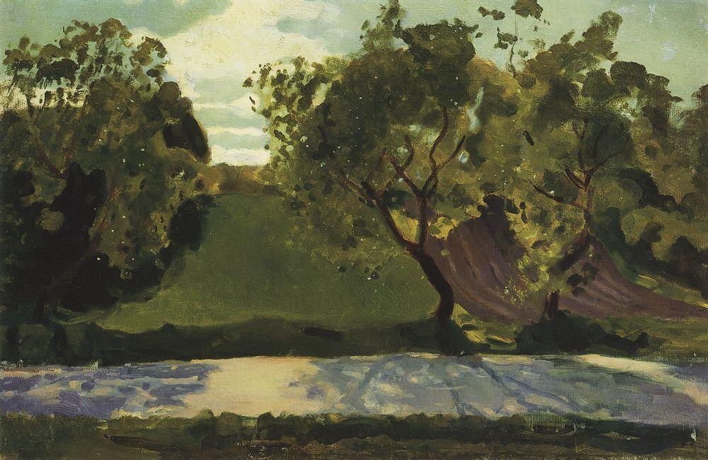 Wikioo.org - The Encyclopedia of Fine Arts - Painting, Artwork by Konstantin Somov - Green Slope on the Road. Martyshkino