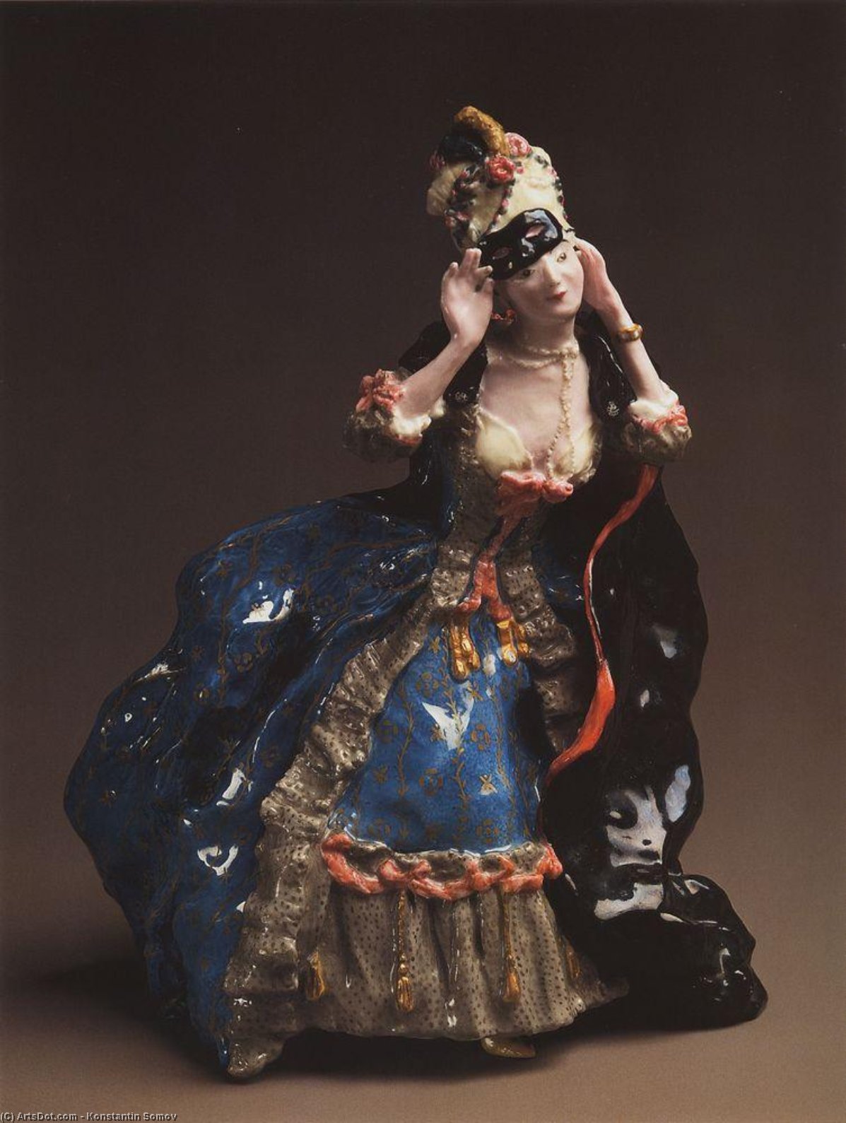 WikiOO.org - Encyclopedia of Fine Arts - Malba, Artwork Konstantin Somov - Lady Taking off a Mask
