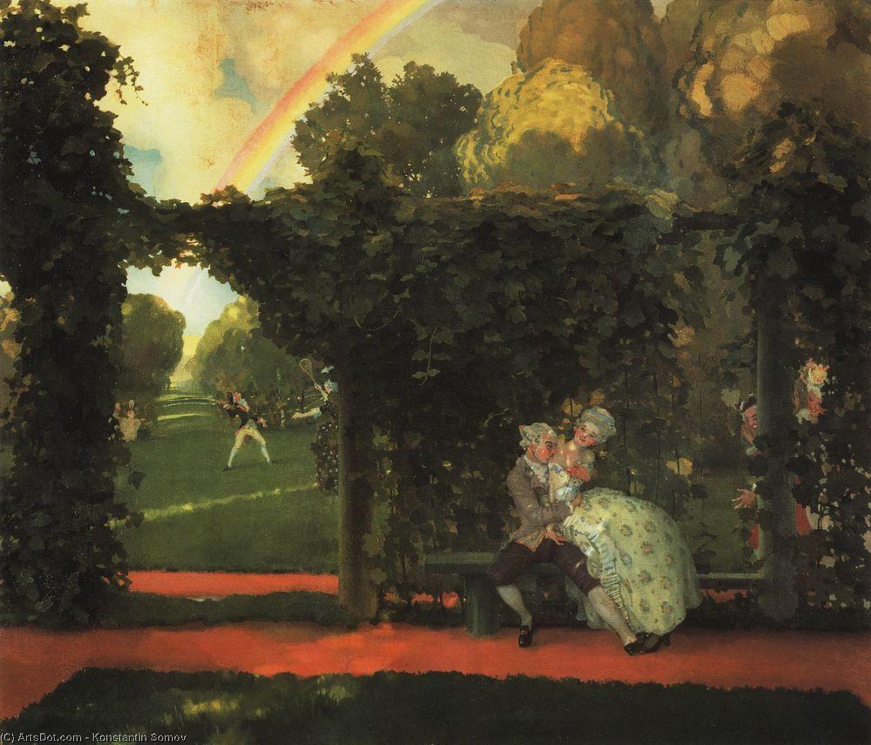 Wikioo.org - The Encyclopedia of Fine Arts - Painting, Artwork by Konstantin Somov - The Laughed Kiss