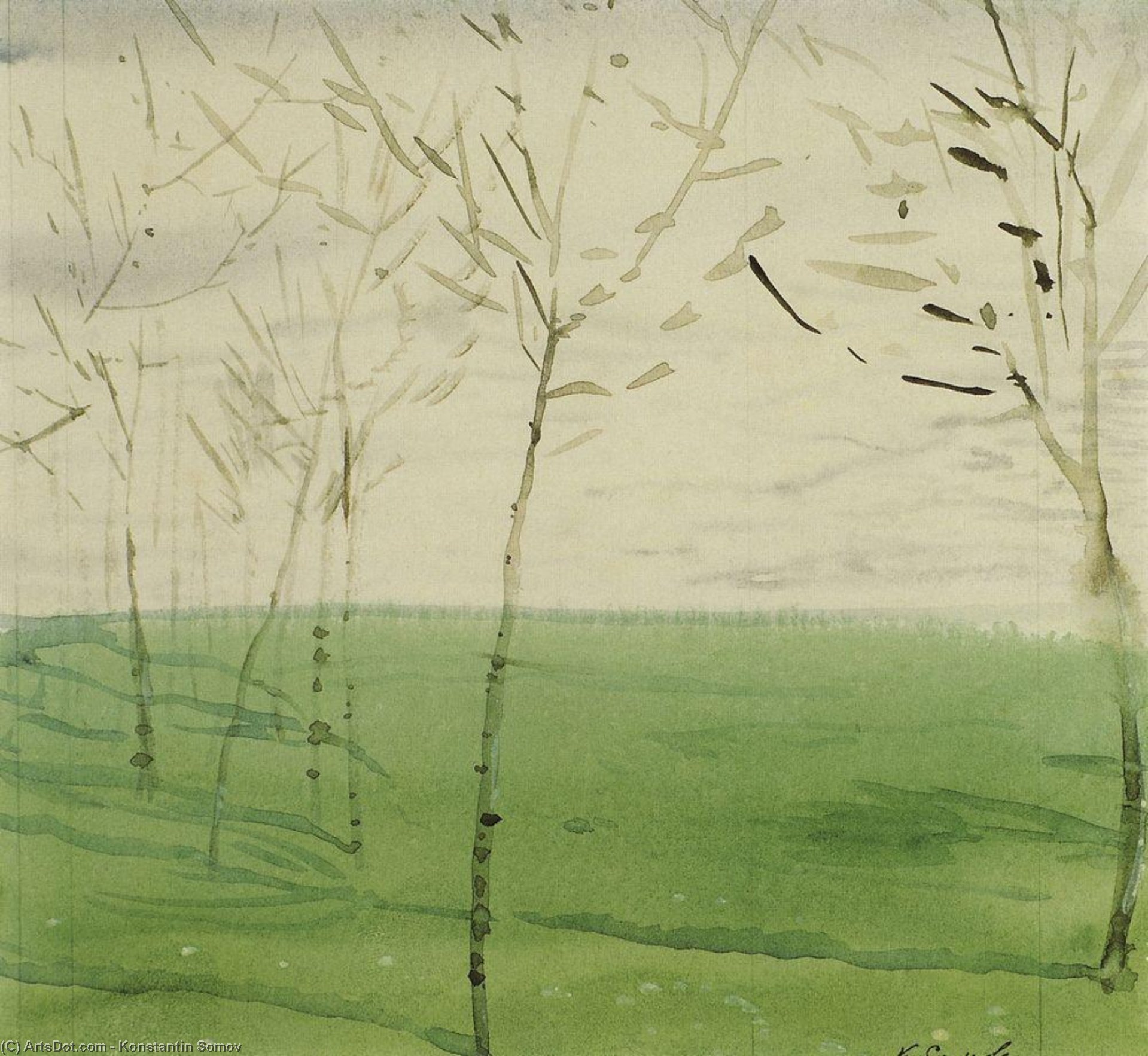 WikiOO.org - Enciclopédia das Belas Artes - Pintura, Arte por Konstantin Somov - Spring Landscape