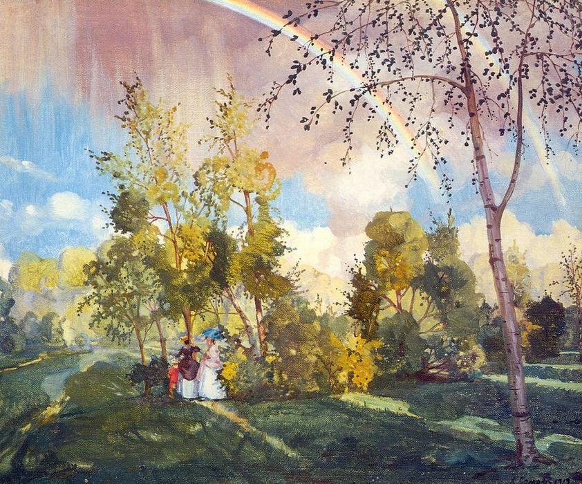 Wikioo.org - The Encyclopedia of Fine Arts - Painting, Artwork by Konstantin Somov - Landscape with a Rainbow