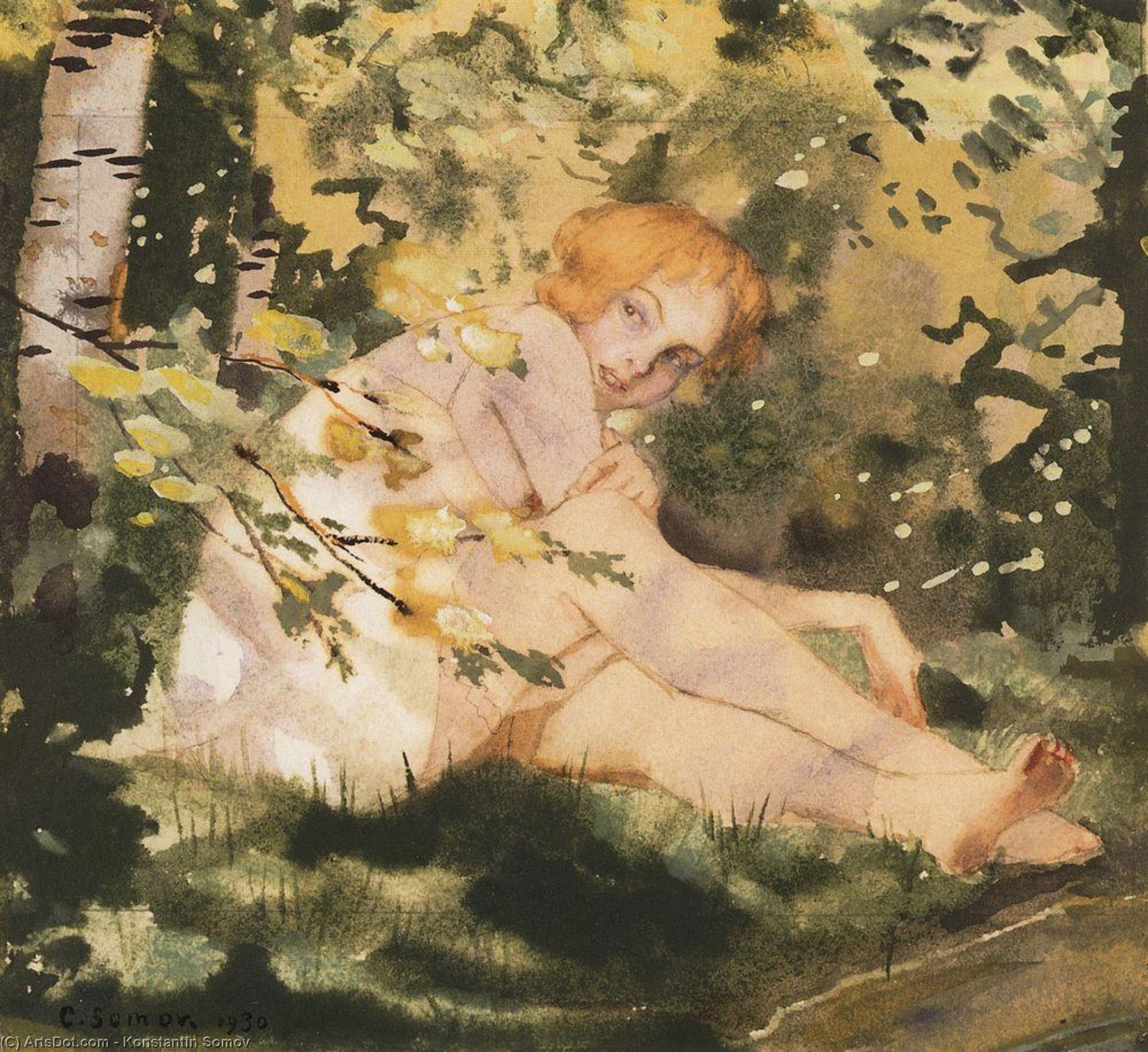 Wikioo.org - The Encyclopedia of Fine Arts - Painting, Artwork by Konstantin Somov - Girl Under the Sun
