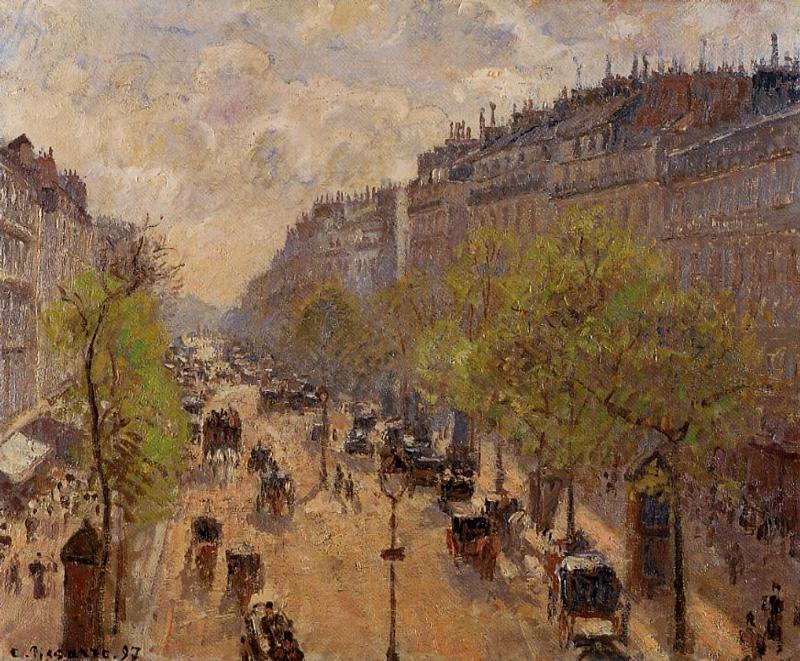 Wikioo.org - The Encyclopedia of Fine Arts - Painting, Artwork by Camille Pissarro - Boulevard Montmartre, Spring