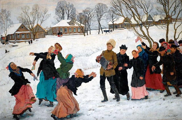Wikioo.org - The Encyclopedia of Fine Arts - Painting, Artwork by Konstantin Yuon - The Dance of the matchmakers. Ligachevo