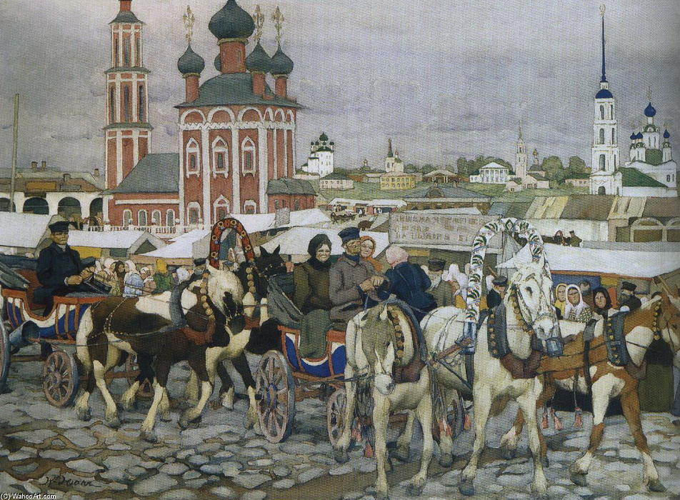 WikiOO.org - Encyclopedia of Fine Arts - Maalaus, taideteos Konstantin Yuon - Triple in Uglich