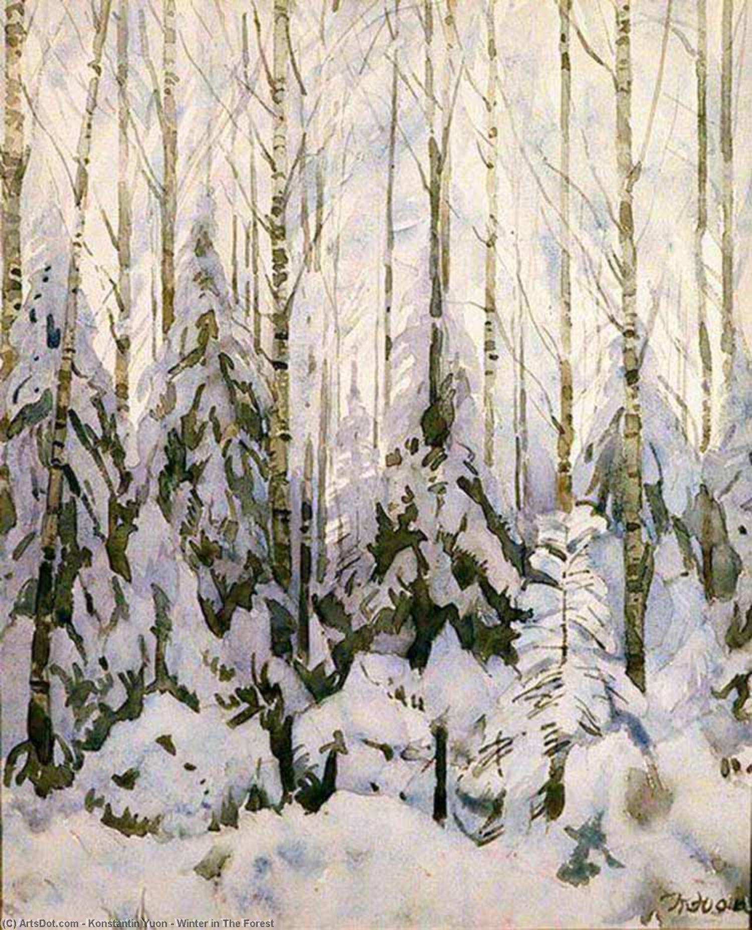 WikiOO.org - Encyclopedia of Fine Arts - Lukisan, Artwork Konstantin Yuon - Winter in The Forest