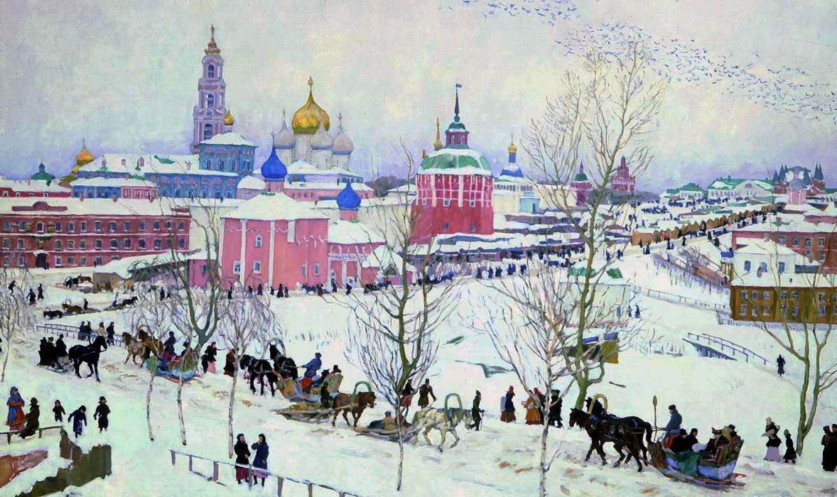 Wikioo.org - The Encyclopedia of Fine Arts - Painting, Artwork by Konstantin Yuon - The Troitse-Sergiyev Monastery in winter