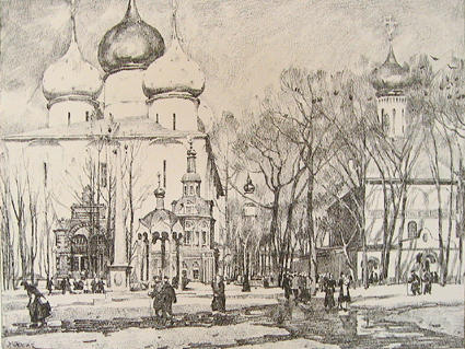 WikiOO.org - Enciclopédia das Belas Artes - Pintura, Arte por Konstantin Yuon - Sergiyev Posad. The Uspensky Cathederal
