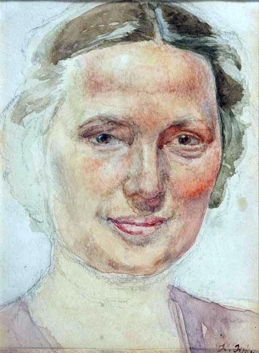 Wikioo.org – La Enciclopedia de las Bellas Artes - Pintura, Obras de arte de Konstantin Yuon - Retrato de KA Yuon, esposa del artista
