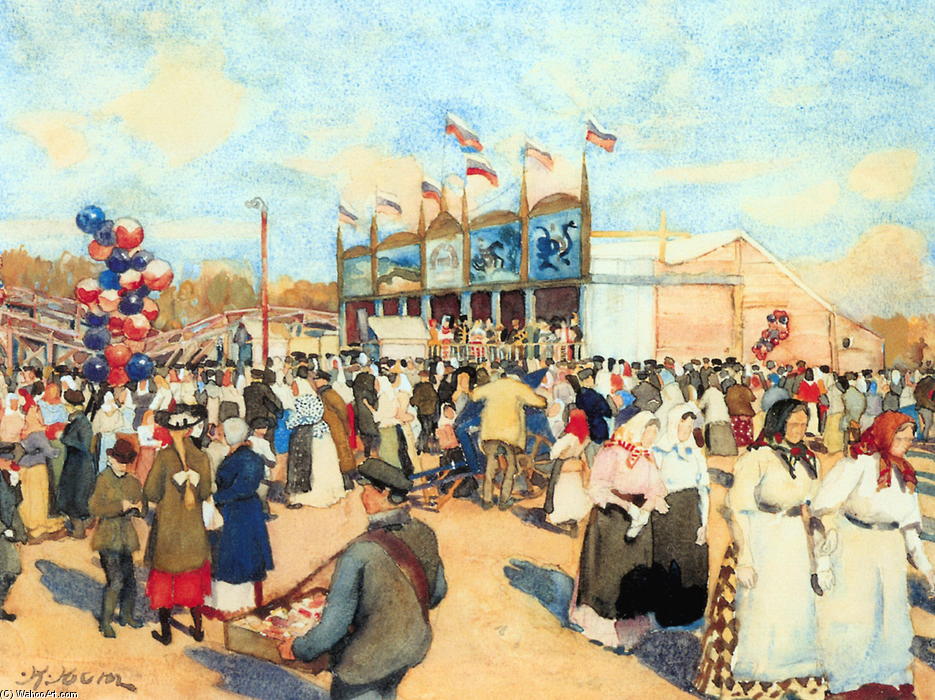 WikiOO.org - Enciklopedija likovnih umjetnosti - Slikarstvo, umjetnička djela Konstantin Yuon - Festivities on the Field Devichye