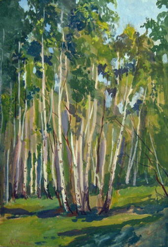WikiOO.org - Encyclopedia of Fine Arts - Maľba, Artwork Konstantin Yuon - Birches at Noon