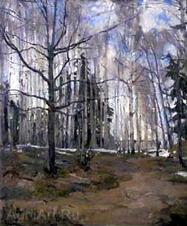 WikiOO.org - Enciclopedia of Fine Arts - Pictura, lucrări de artă Konstantin Yuon - Birch Forest