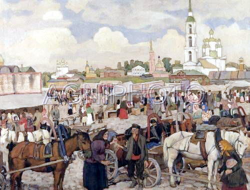 Wikioo.org - The Encyclopedia of Fine Arts - Painting, Artwork by Konstantin Yuon - The Market in Uglich