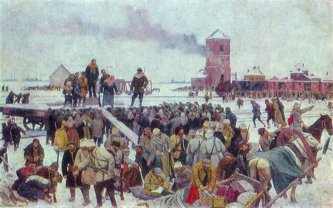 WikiOO.org - Encyclopedia of Fine Arts - Malba, Artwork Konstantin Yuon - Seeing the unit of workers to the front