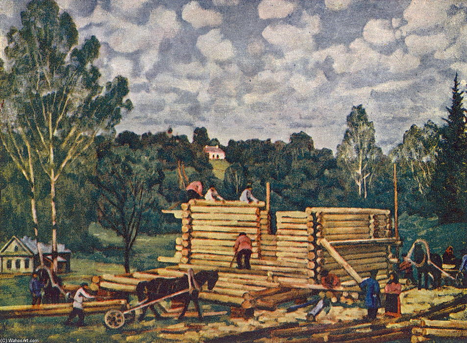 Wikioo.org - The Encyclopedia of Fine Arts - Painting, Artwork by Konstantin Yuon - The Housebuilding