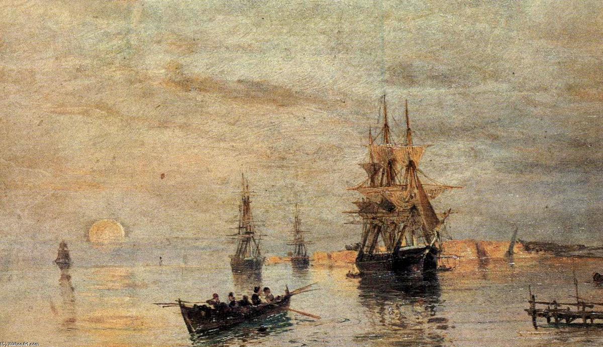 Wikioo.org - The Encyclopedia of Fine Arts - Painting, Artwork by Konstantinos Volanakis - Sailing ships at dawn