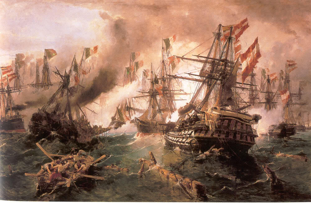 Wikioo.org - The Encyclopedia of Fine Arts - Painting, Artwork by Konstantinos Volanakis - Naval battle at Lissa