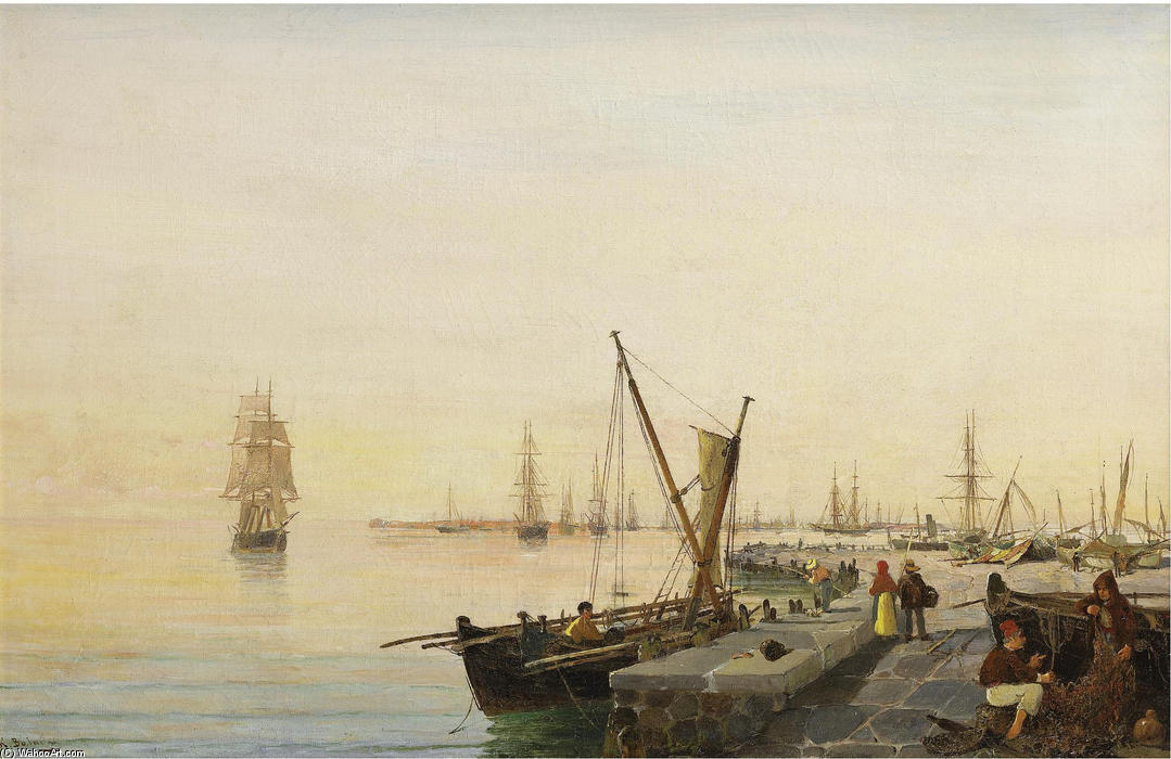 WikiOO.org - Encyclopedia of Fine Arts - Maleri, Artwork Konstantinos Volanakis - A busy harbour