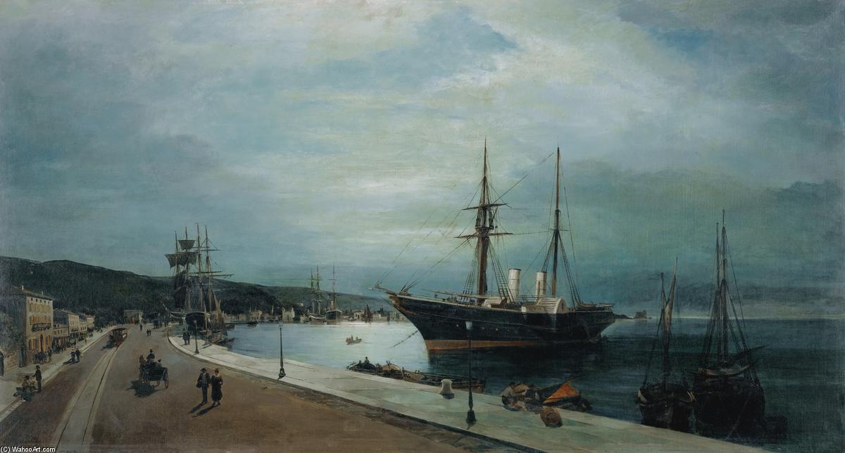 Wikioo.org - The Encyclopedia of Fine Arts - Painting, Artwork by Konstantinos Volanakis - Moonlit harbour of Volos