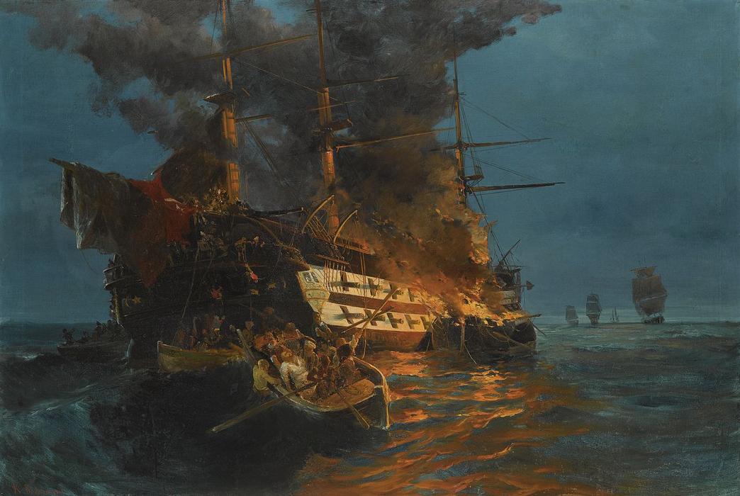 WikiOO.org - Енциклопедія образотворчого мистецтва - Живопис, Картини
 Konstantinos Volanakis - The burning of a Turkish frigate