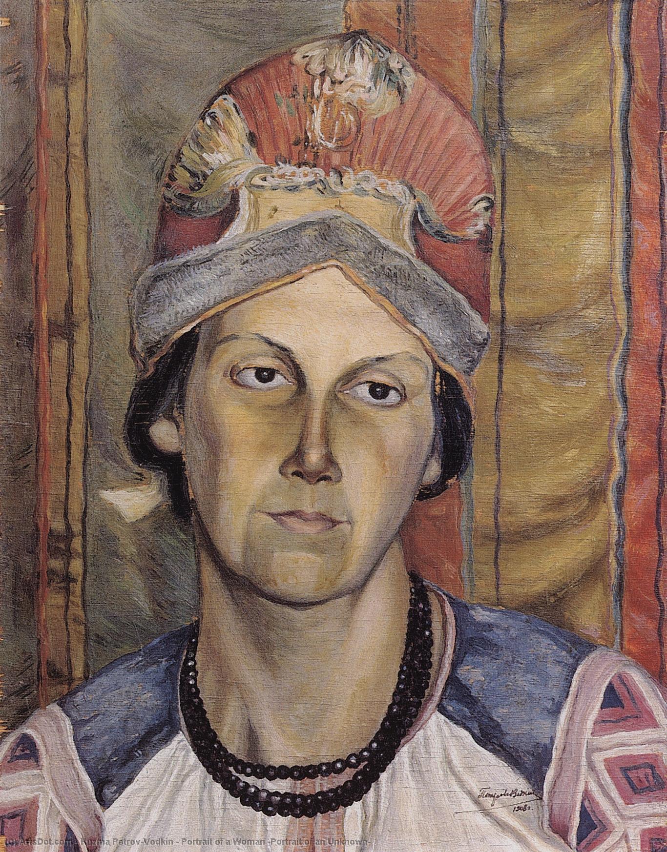 Wikioo.org - The Encyclopedia of Fine Arts - Painting, Artwork by Kuzma Petrov-Vodkin - Portrait of a Woman (Portrait of an Unknown)