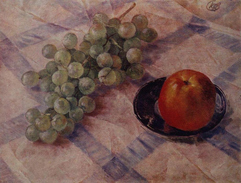 Wikioo.org - The Encyclopedia of Fine Arts - Painting, Artwork by Kuzma Petrov-Vodkin - Grapes and apples