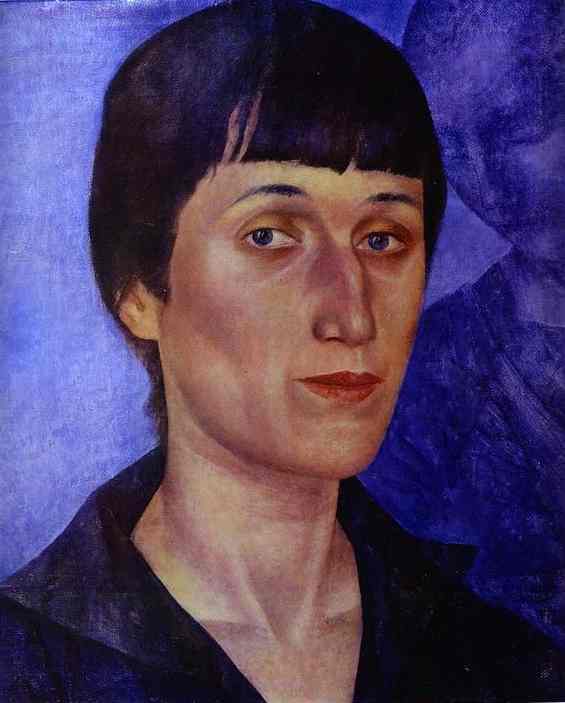 WikiOO.org - Encyclopedia of Fine Arts - Maalaus, taideteos Kuzma Petrov-Vodkin - Portrait of Anna Akhmatova