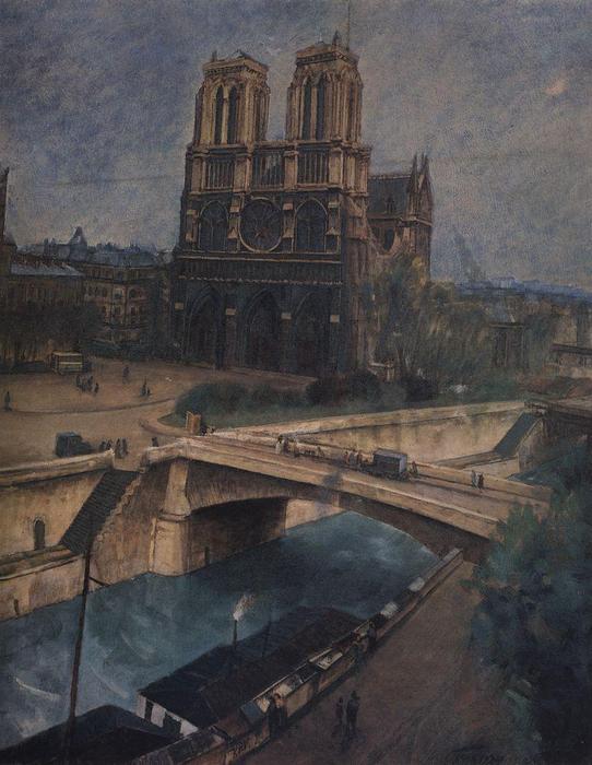 Wikoo.org - موسوعة الفنون الجميلة - اللوحة، العمل الفني Kuzma Petrov-Vodkin - Paris.Notre-Dame