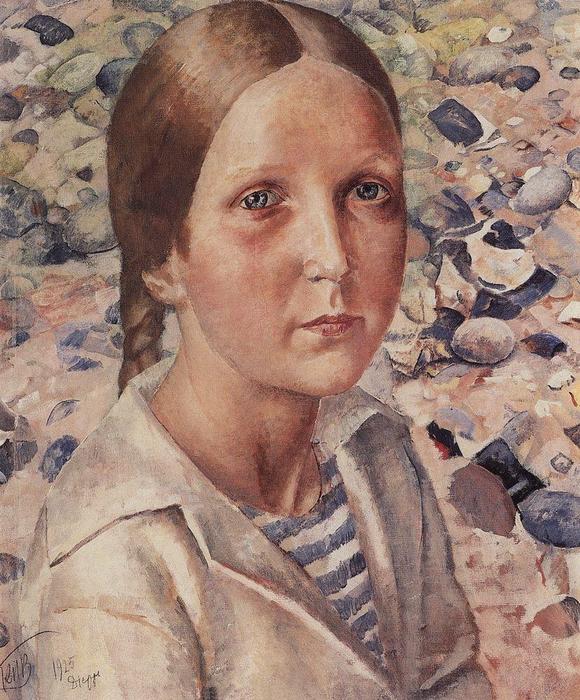 Wikioo.org - The Encyclopedia of Fine Arts - Painting, Artwork by Kuzma Petrov-Vodkin - The girl on the beach